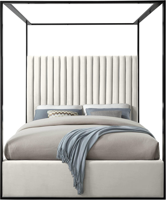 Jax Cream Velvet Queen Bed - James Furniture (NY)
