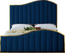 Jolie Navy Velvet Queen Bed (3 Boxes) - James Furniture (NY)