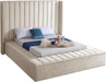 Kiki Cream Velvet Queen Bed (3 Boxes) - James Furniture (NY)