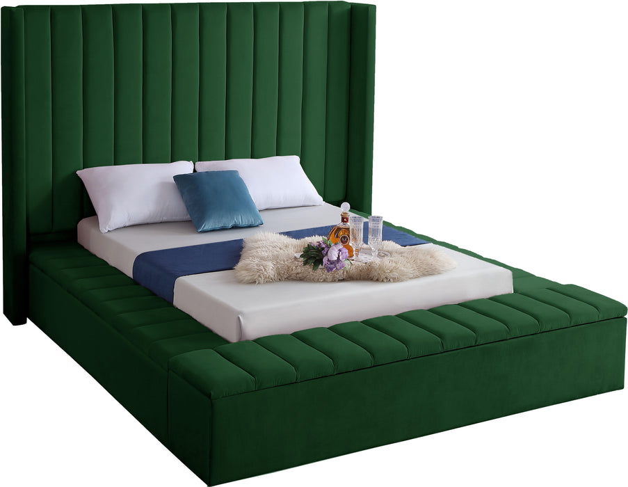 Kiki Green Velvet Queen Bed (3 Boxes) - James Furniture (NY)