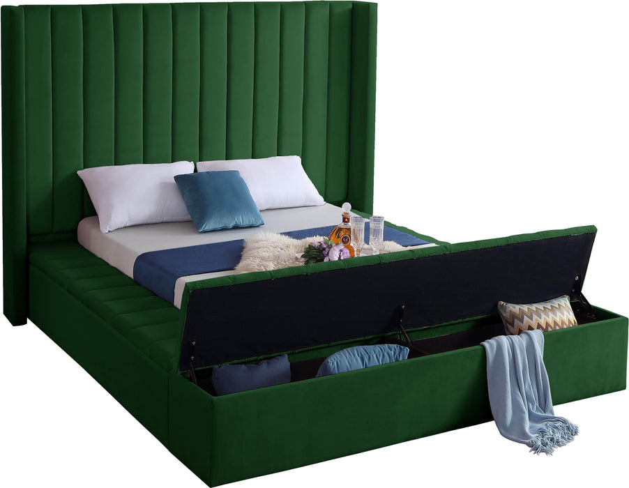 Kiki Green Velvet Queen Bed (3 Boxes) - James Furniture (NY)