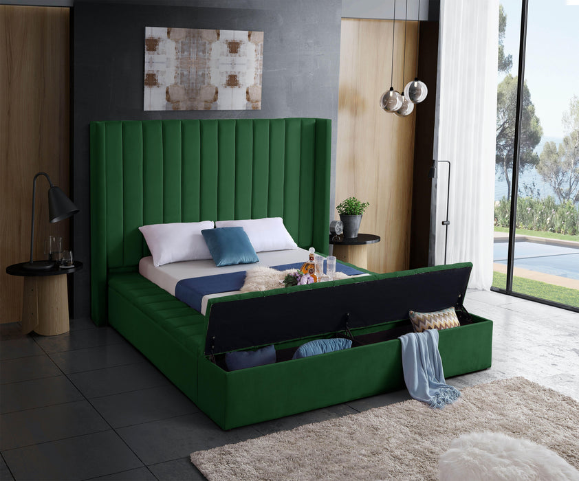 Kiki Green Velvet Queen Bed (3 Boxes) - James Furniture (NY)
