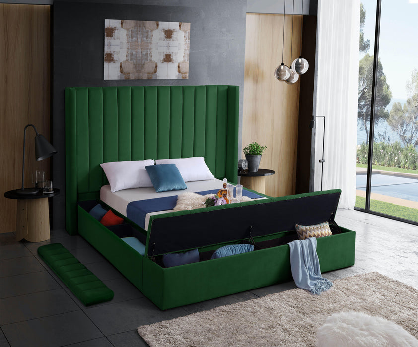 Kiki Green Velvet Queen Bed (3 Boxes) - James Furniture (NY)