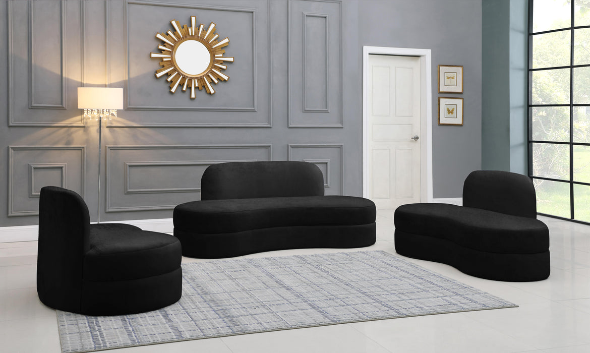 Mitzy Black Velvet Loveseat