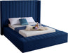 Kiki Navy Velvet Queen Bed (3 Boxes) - James Furniture (NY)