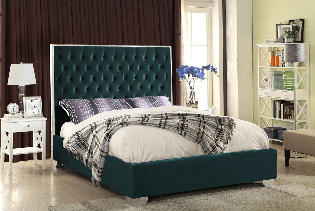 Lexi Green Velvet Queen Bed