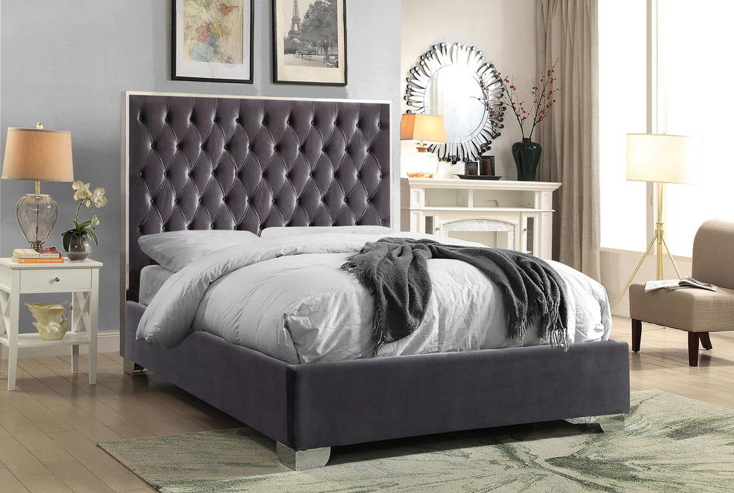 Lexi Grey Velvet King Bed