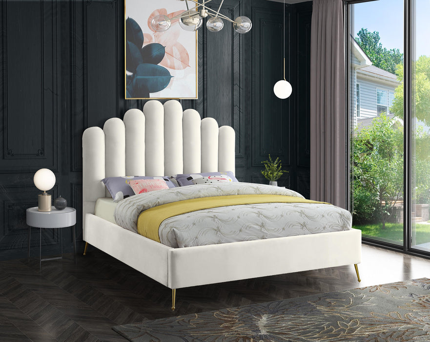 Lily Cream Velvet Full Bed