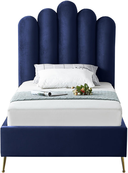Lily Navy Velvet Twin Bed