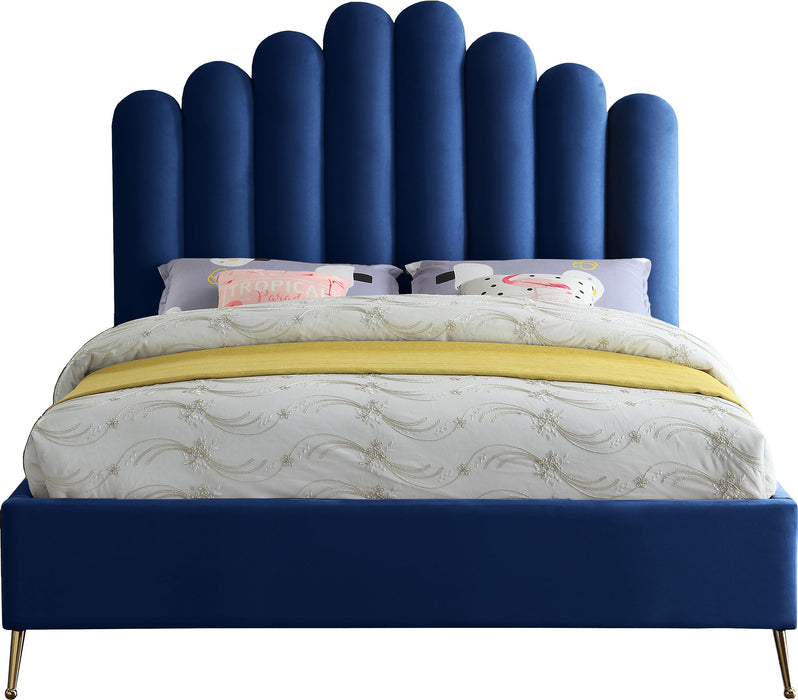Lily Navy Velvet Full Bed
