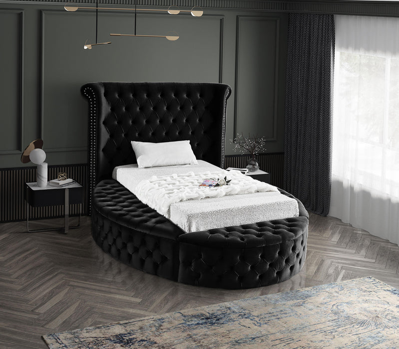 Luxus Black Velvet Twin Bed (3 Boxes)