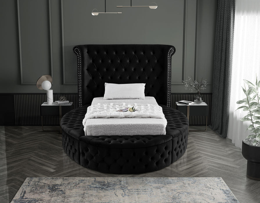 Luxus Black Velvet Twin Bed (3 Boxes)