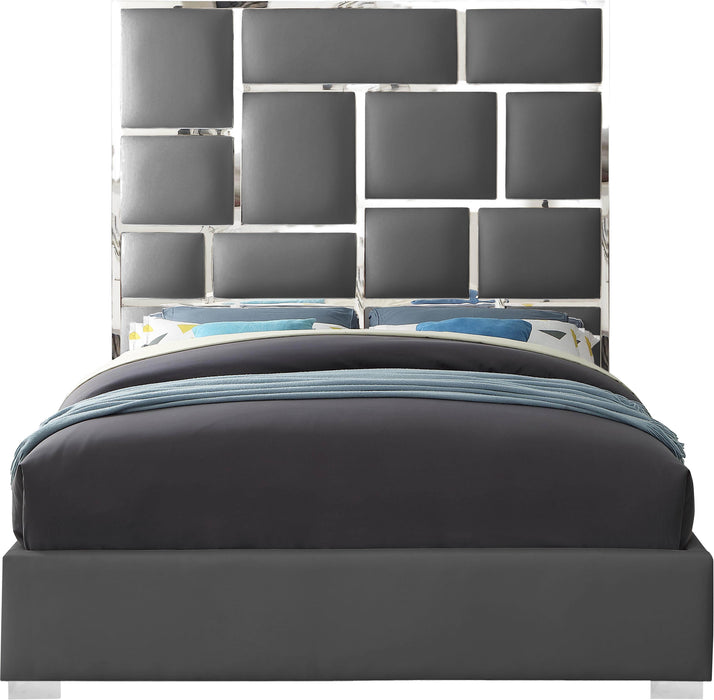 Milan Grey Faux Leather Queen Bed - James Furniture (NY)