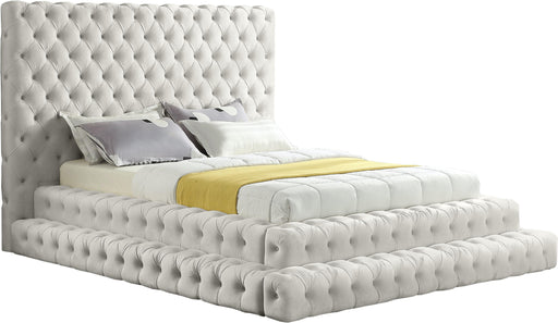 Revel Cream Velvet Queen Bed (3 Boxes) image