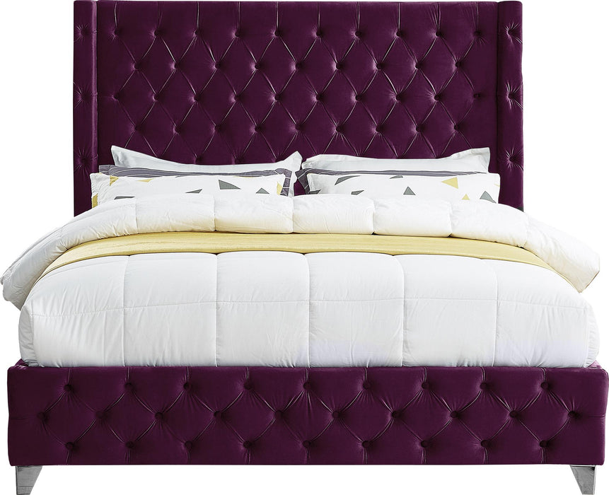 Savan Purple Velvet Full Bed