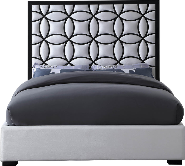 Taj White Velvet Queen Bed - James Furniture (NY)