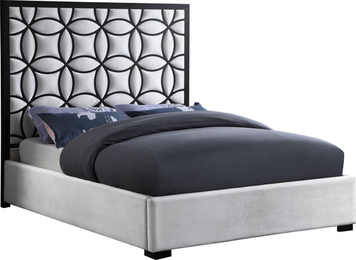 Taj White Velvet Queen Bed - James Furniture (NY)