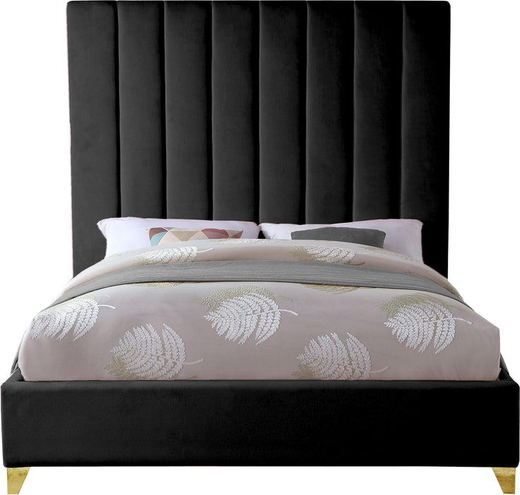 Via Black Velvet Queen Bed - James Furniture (NY)