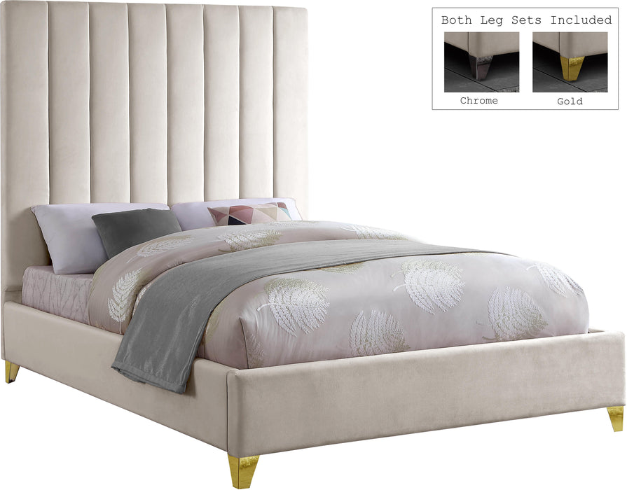 Via Cream Velvet King Bed - James Furniture (NY)