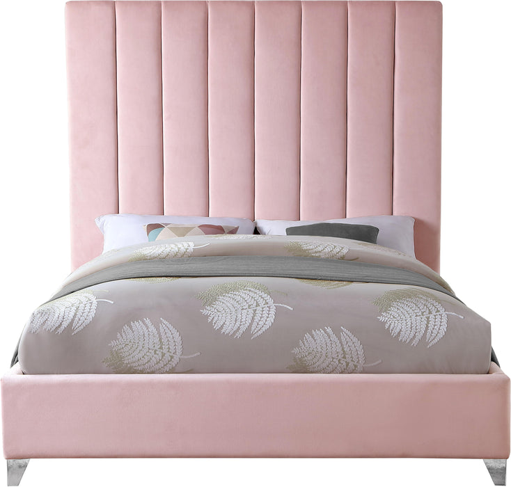 Via Pink Velvet Queen Bed - James Furniture (NY)