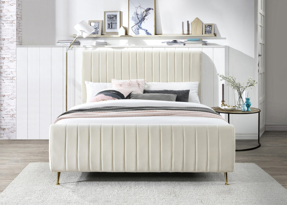 Zara Cream Velvet King Bed (3 Boxes)