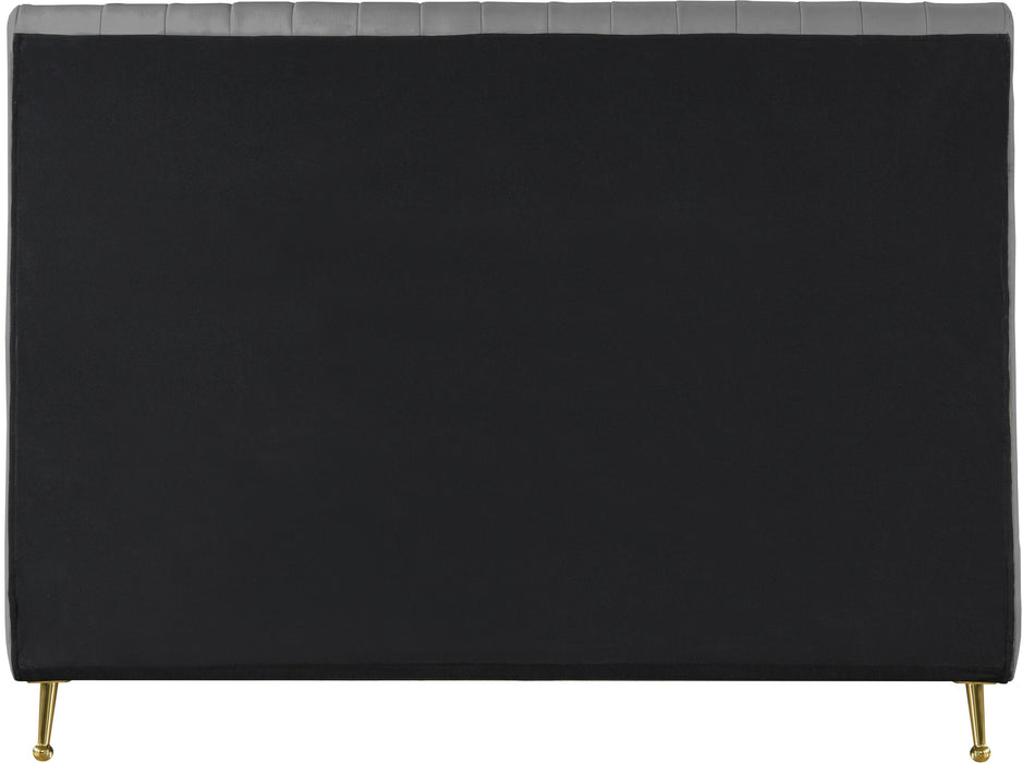 Zara Grey Velvet Queen Bed (3 Boxes) - James Furniture (NY)