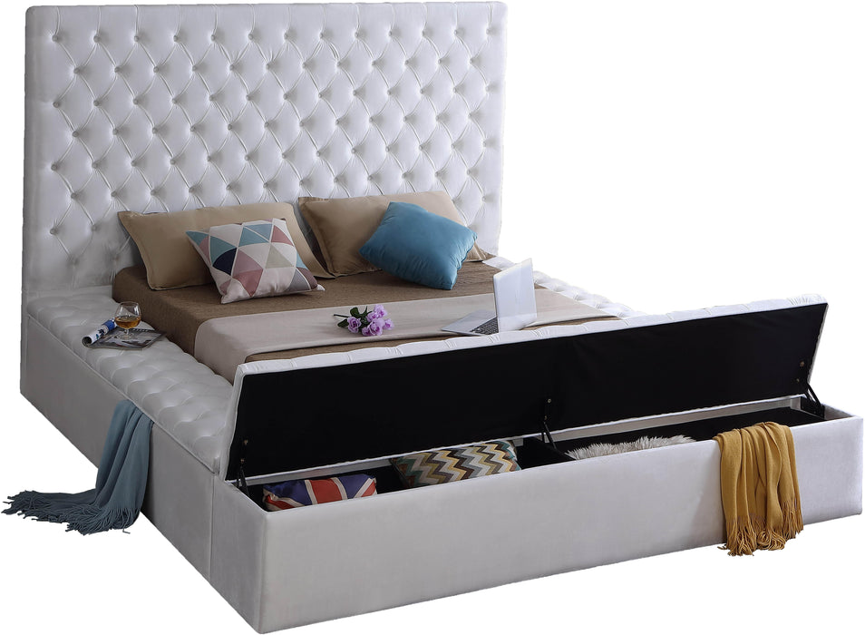 Bliss White Velvet Queen Bed (3 Boxes) - James Furniture (NY)