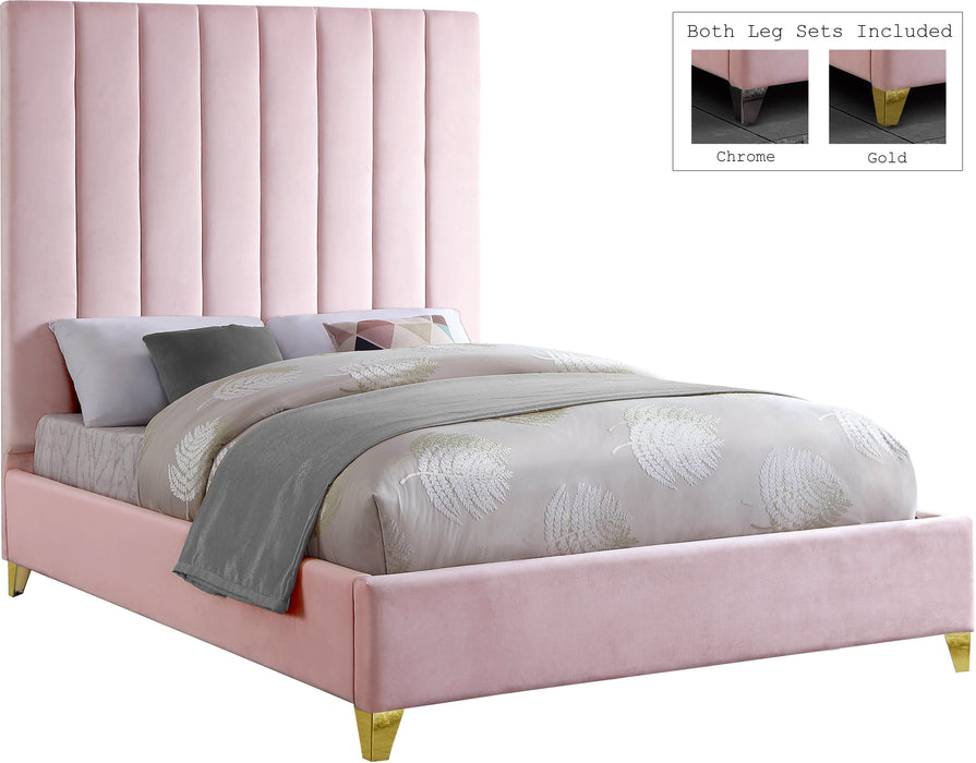 Via Pink Velvet King Bed - James Furniture (NY)