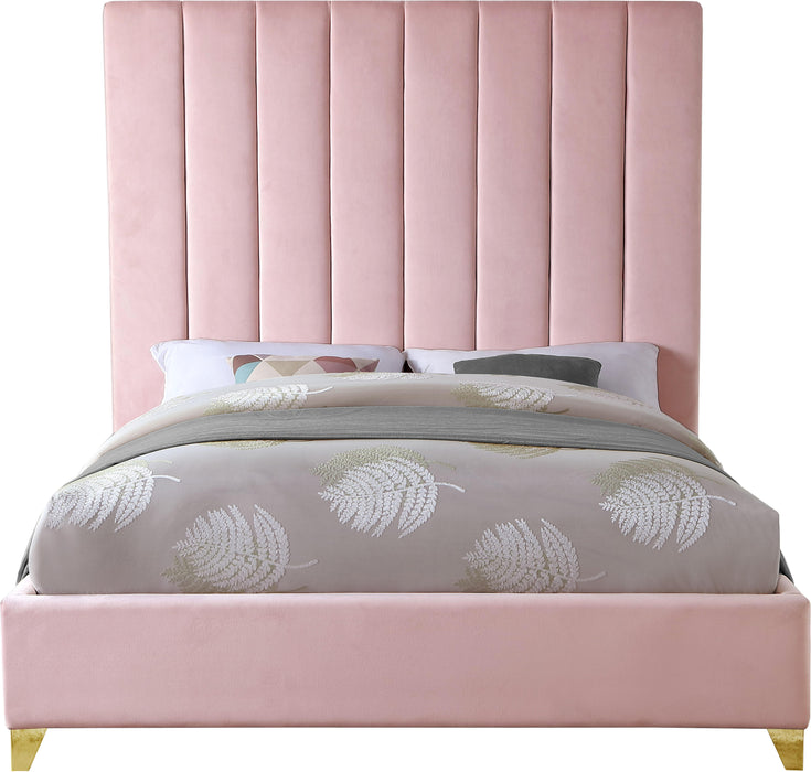 Via Pink Velvet Queen Bed - James Furniture (NY)