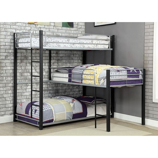 Aubrey Sand Black Twin Triple Decker Bed